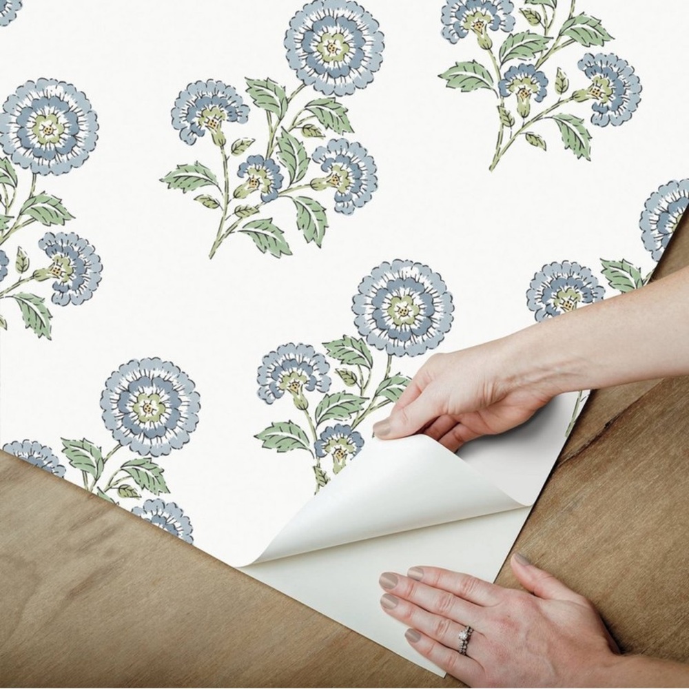 Brewster Flourish Block Print Blue and Green
Multi Peel and Stick 1pc Wallpaper - Picture 4 of 7